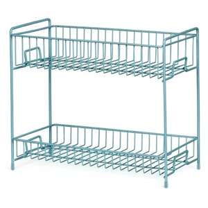 Stylish Blue Metal Two Tier Spice <b>Storage</b> <b>Rack</b> Suitable For Spices Condiments Cups And Countertop Organization From India - Product Image 1
