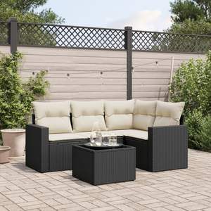 Conjunto de Sofás Modulares Grandes de Ratán PE Negro para Jardín, Elegante Colección de Muebles para Exteriores - Product Image 1