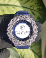 Pragalbh Jewels Maßgefertigte Luxus-Diamantuhr Vereiste Moissanit-Lünette Edelstahl-Gummiarmband-Uhr für Herren