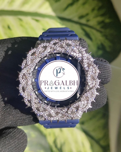 Montre de luxe personnalisée Pragalbh Jewels avec diamants, lunette en moissanite, bracelet en acier inoxydable et caoutchouc pour hommes - Product Image 4