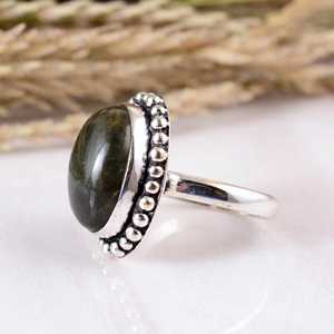Vintage 925 Silver Labradorite <b>Statement</b> <b>Ring</b> Handmade Blue Fire Natural Stone Bohemian Jewelry Wholesale - Product Image 3