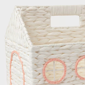 Cesta de mimbre tejida a mano para niños, contenedor de almacenamiento cuadrado, diseño circular en colores pastel, organizador sostenible para guardería, proveedor mayorista - Product Image 3