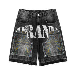 Conjunto de Dos Piezas para Hombre al por Mayor |   Sudadera con capucha negra y pantalones cortos de mezclilla |   80% Algodón 20% Poliéster |   Precio Económico OEM - Product Image 6