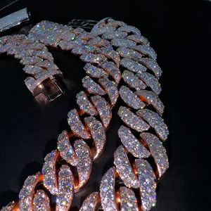 สร้อยคอเทนนิสแบบกำหนดเองคุณภาพสูง Iced Jewelz ขนาด 6 นิ้ว ประดับเพชรทรงเหลี่ยมเจียระไน Moissanite ชุบทองคำชมพูบนเงินแท้ สไตล์ฮิปฮอป สำหรับทั้งชายและหญิง - Product Image 4