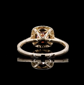 Bague de fiançailles et d'anniversaire vintage en or 14 carats avec diamant rose de laboratoire 1 carat, plaqué rhodium, halo, bijoux fins pour femme - Product Image 4