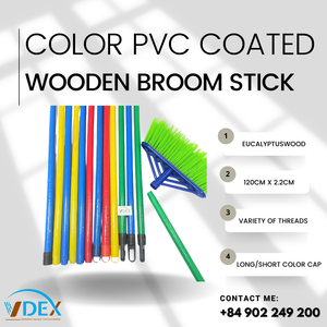 Colorful PVC Coated Broom Handle and Escoba Sticks Household Items for Cleaning Wood Broom Handle - Product Image 5