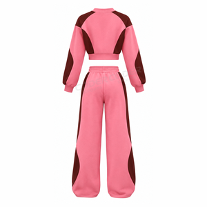 Women's Winter Knitted Casual Crop <b>Top</b> Solid Hooded Jacket Hoodies & <b>Trouser</b> Two Piece <b>Set</b> Zip 100% Cotton Crew neck <b>Top</b> Pant - Product Image 6