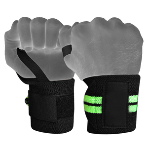 Black Green Striped Wrist Support Wraps Breathable Non Slip Pull On for <b>Weight</b> Lifting Strength <b>Training</b> Unisex - Product Image 2