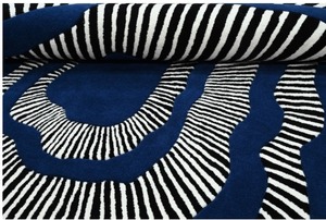 Hypnotic Wave Hand-Tufted Rug New Zealand Wool | Abstract Blue & Black Statement Rug - Product Image 2