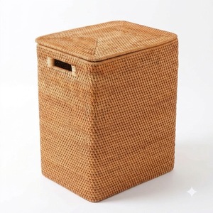 Panier de rangement pliable en rotin naturel, écologique, moderne et classique, avec couvercle, taille personnalisée, pour cuisine et articles ménagers, capacité 0-1L - Product Image 3