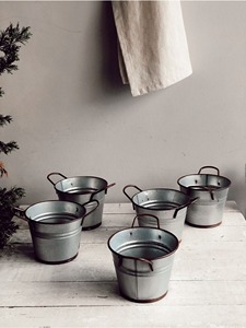 Vintage Farmhouse Metal Planter Pot With Handles Suitable For Indoor <b>Plants</b> Succulents Flowers And <b>Table</b> Styling From India - Product Image 3