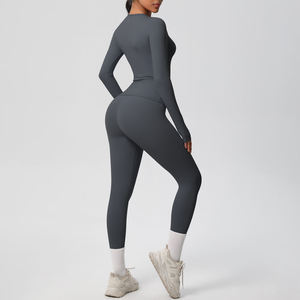 Combinaison de sport moulante à manches longues et col rond, extensible, une pièce, pour la gym, le yoga et le fitness, vente en gros DDP - Product Image 4