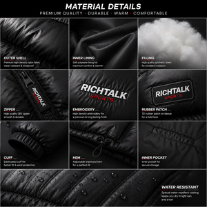 Veste d'hiver pour homme, style nouveau, col à capuche, séchage rapide, respirante, écologique, haute qualité, RICHTALK SPORTS, fabrication frontale - Product Image 6