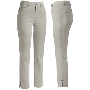 Pantalon chino femme taille mi-haute cinq poches coupe droite printemps-été en coton/élasthanne longueur intégrale teint en pièce lavable respirant 6.78 OZ - Product Image 1