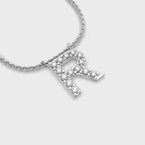 925 <b>Silver</b> Letter R Pendant With Moissanite Pave Setting Classic Unisex Everyday Wear - Product Image 1