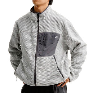 Vestes polaires personnalisées pour hommes en sherpa, entièrement zippées, chaudes pour l'hiver et l'extérieur, avec poche poitrine contrastante en nylon – Vente en gros USA - Product Image 3