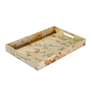 Bandeja de nácar de lujo hecha a mano, mármol acrílico de madera de tamaño personalizado ecológico para la decoración del hogar, servicio de café y desayuno - Product Image 5