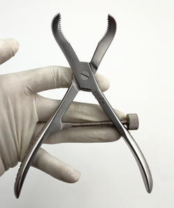 Pinces orthopédiques de maintien osseux avec fixation par fil, verrouillage du fil, 170 mm / 17 cm, mâchoires incurvées à dents, en acier inoxydable - Product Image 1