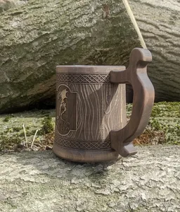 Tasses à eau en bois traditionnelles avec logo personnalisé, finition grain naturel et design artisanal unique, pour usage domestique et hôtelier - Product Image 6