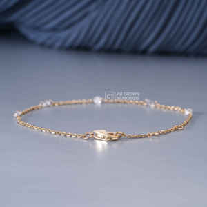 Pulsera de Lujo de Oro Amarillo de 14K con Moissanita de Corte Redondo para Mujer, 0.52ct, 5 Piedras, Regalo de Joyería para Aniversario - Product Image 2