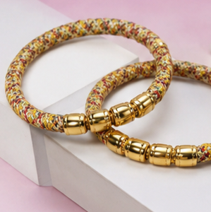 Artisanal Colorful Braided <b>Rope</b> Wristband With Polished Copper Accents Handmade Embossed Luxury Fashion Jewelry - Product Image 3