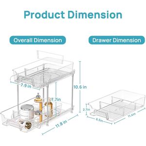 4 Pack 2-Tier Clear Bathroom Sink Organizers Pull Out Medicine Cabinet Storage for <b>Kitchen</b> <b>Pantry</b> - Product Image 2