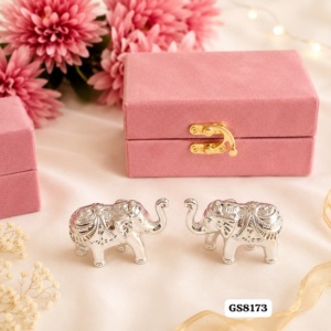 Indian German Silver Cow Calf Idol Luxury Handmade Decorative <b>Gift</b> Set Velvet Box Wedding Housewarming Pooja Decor Gifting - Product Image 1