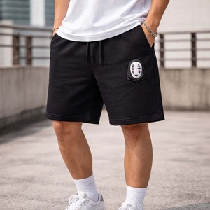กางเกงขาสั้นผ้าฝ้ายสีดำปักโลโก้แบบกำหนดเองสำหรับผู้ชาย สไตล์ลำลองสตรีทแวร์ มีเชือกผูก เหมาะสำหรับฤดูร้อน - Product Image 3