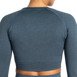 Haut de sport léger sans couture à manches longues pour femme, taille haute, idéal pour la gym, le fitness et le yoga - Product Image 6