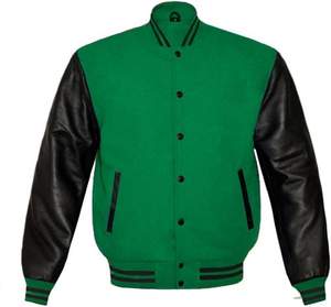Fabricante OEM, Venta al por Mayor de Ropa Infantil, Chaqueta Varsity de Béisbol Reversible de Satén Verde con Bordado - Product Image 3