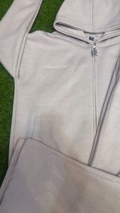 Custom Zipper <b>Puller</b> Solid Color Cotton Fleece Men Tracksuit High Street Embroidered Logo Men Tracksuit - Product Image 3