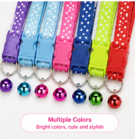 Dotted Cat <b>Collar</b> OEM ODM Custom Logo Adjustable Printed Kitten <b>Collar</b> with Bell Direct Manufacturer - Product Image 3