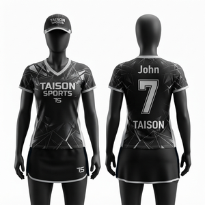 Uniforme de hockey sur gazon pour hommes, polyester respirant de qualité supérieure, coupe ajustée, 160 GSM, jupe en jersey noir et gris, design de logo personnalisé - Product Image 1