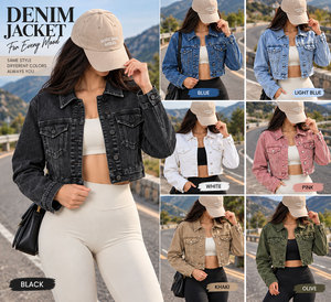 Chaqueta vaquera de color sólido para mujer, estilo streetwear, a la moda, de manga larga, para uso diario, corte relajado. - Product Image 5