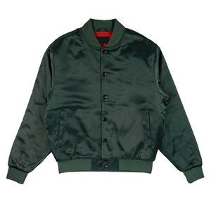 Blouson de baseball letterman universitaire personnalisé Blouson en satin Manches longues Blouson universitaire vert grande taille pour hommes - Product Image 1