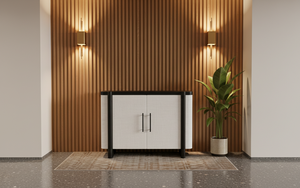 Aparador Moderno de 2 Puertas de Roble Macizo, Diseño Ecológico Multifuncional, Resistente al Agua, Almacenamiento para Sala de Estar, Puertas de MDF - Product Image 3