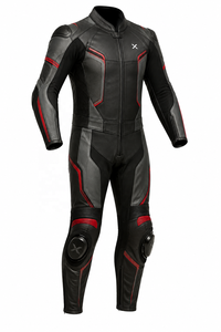 Custom OEM One-Piece Leather Motorcycle <b>Suit</b> | Black <b>Red</b> Gray | OEM ODM Manufacturer | Premium Design Quality | Racing Wear - Product Image 1