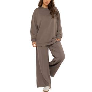 Conjunto de Dos Piezas para Mujer, Estilo Informal, Sudadera Holgada y Pantalones Anchos, Chándal de Algodón Suave - Product Image 2