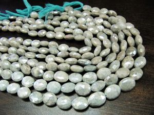 ลูกปัดอะความารีนธรรมชาติ AB Mystic เคลือบสีรูปไข่เหลี่ยมเพชรพลอยขนาด 11-12 มม. เคลือบสีเงิน - Product Image 2