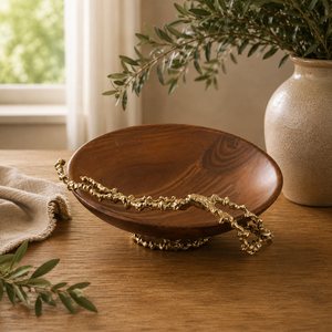 Elegante Tazón de Madera Natural Hecho a Mano con Detalle Escultural de Rama de Latón, Centro de Mesa para Decoración del Hogar - Product Image 2