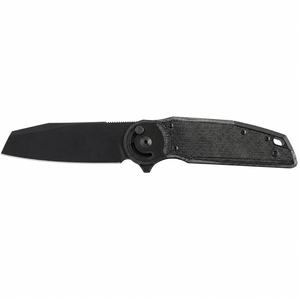Couteaux pliants noirs avec manche texturé gris, lame Tanto angulaire, pivot circulaire et trou pour cordon, pour utilisation en extérieur - Product Image 1