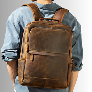 Custom Best Quality Leather Genuine for <b>Backpack</b> Bag Leather Travel Luxury Business <b>Laptop</b> Travel Bag Men Leather <b>Backpacks</b> Bags - Product Image 5
