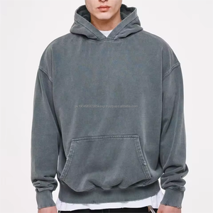 Sudadera con Capucha Gris Lavada al Ácido Personalizada con tu Marca, Sudadera Extra Grande de Estilo Urbano, Sudadera Vintage para Hombre de Felpa Francesa Gruesa - Product Image 1