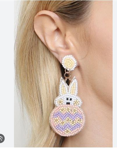 Pendientes de cuentas con forma de huevo de Pascua, color morado y rosa, para mujer, joyería de moda, artesanía, al mejor precio - Product Image 1