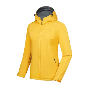 Custom Made Women's Hooded Workwear Soft Shell Jacket Water Resistant Zip Pockets Outdoor Windproof Regular Fit Hiking Jackets - Product Image 5