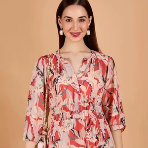 Vestido largo informal de moda para mujer, estilo tie-dye, de rayón, sin espalda, vestido midi formal de moda para mujer, con estampado floral - Product Image 1