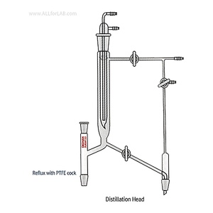 หัวกลั่นแบบรีฟลักซ์ปรับได้พร้อมก๊อก PTFE สำหรับเครื่องกลั่นสุราในห้องปฏิบัติการตามมาตรฐาน ASTM/DIN - Product Image 1