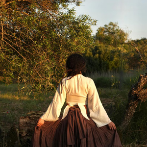 Boho Wrap <b>Top</b> Rustic Cotton Tie Front Blouse With Flared Sleeves <b>Festival</b> Outfit Bohemian Clothing For Women - Product Image 4