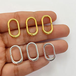 Mosquetón Redondo de Latón Chapado en Oro de 18K con Resorte, Conector de Gancho a Presión para Fornituras de Pendientes y Fabricación de Joyas - Product Image 3