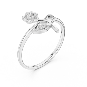 <b>DAISY</b> SPARK Lab Grown Diamond Ring Set 18KT Solid White Gold Rhodium Plated Minimalist Engagement Wedding Women's Jewelry - Product Image 3